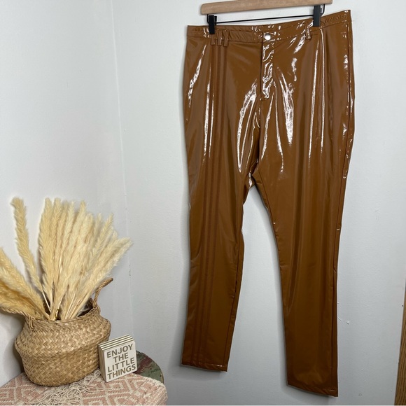 Adidas X Ivy Park Brown Latex Faux Leather Pants Yeezy Beyoncé Size XL NWT - Picture 4 of 16